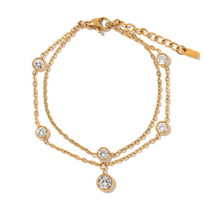 DOUBLE SHINE GOLD BRACELET - PULSERAS - Malandra Jewelry - EUWP529-JDB0301343