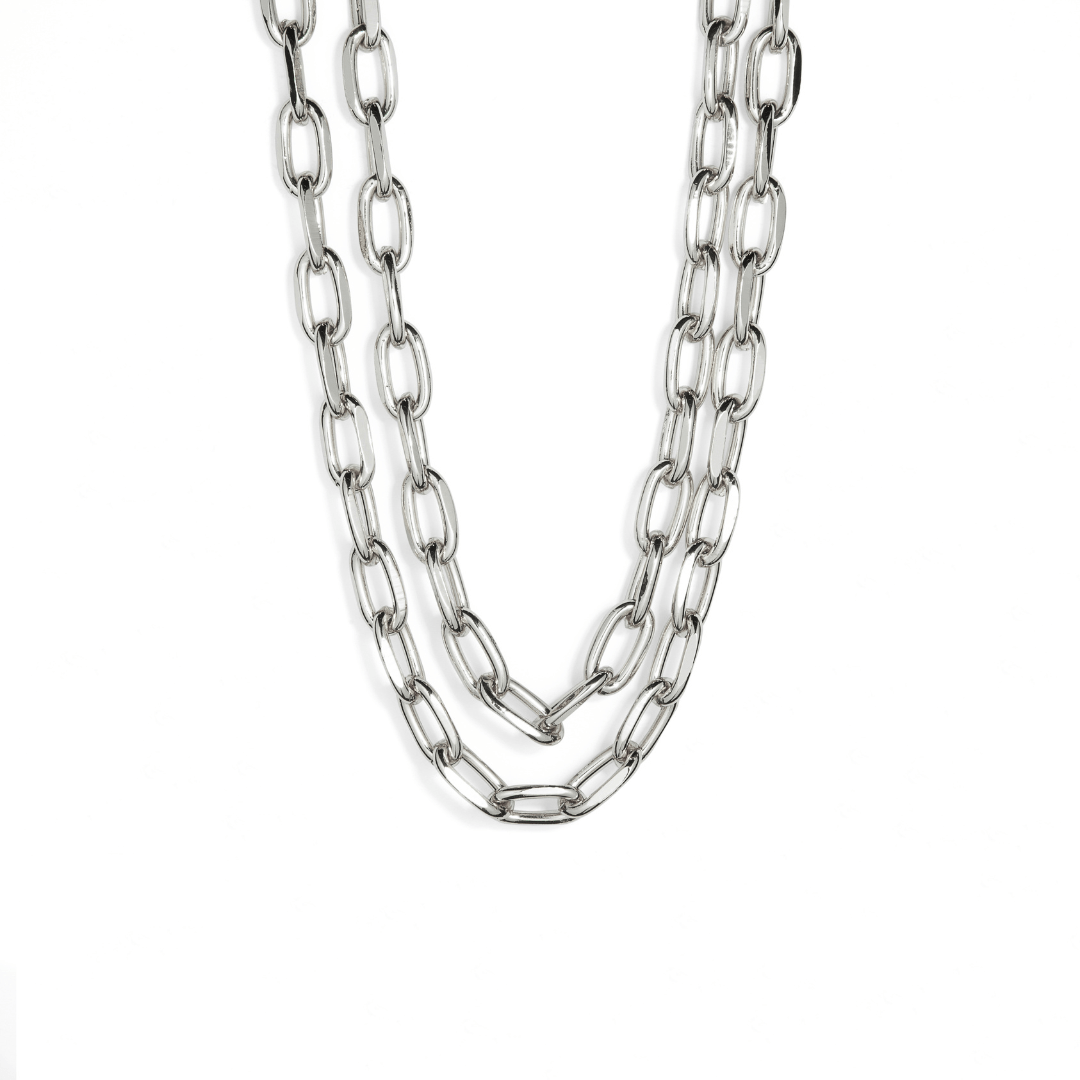 DOUBLE SILVER LINK NECKLACE - COLLARES - Malandra Jewelry - TC1956