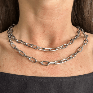 DOUBLE SILVER LINK NECKLACE - COLLARES - Malandra Jewelry - TC1956