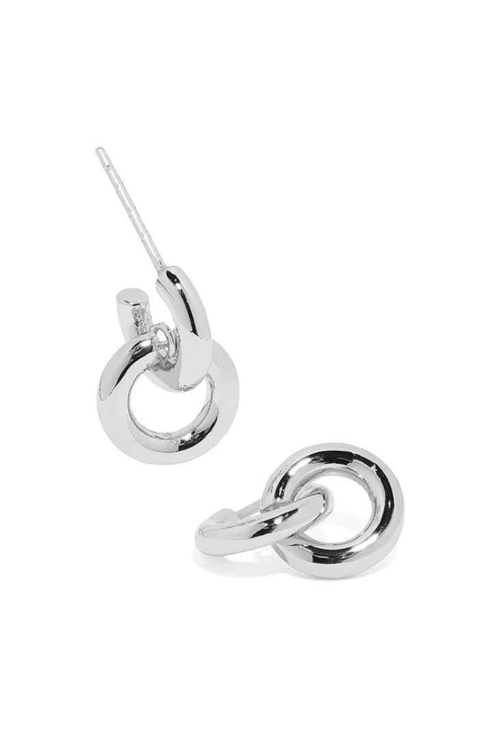 DOUBLE SILVER RING EARRINGS - ARETES - Malandra Jewelry - ZWA14.P - QX00912Y
