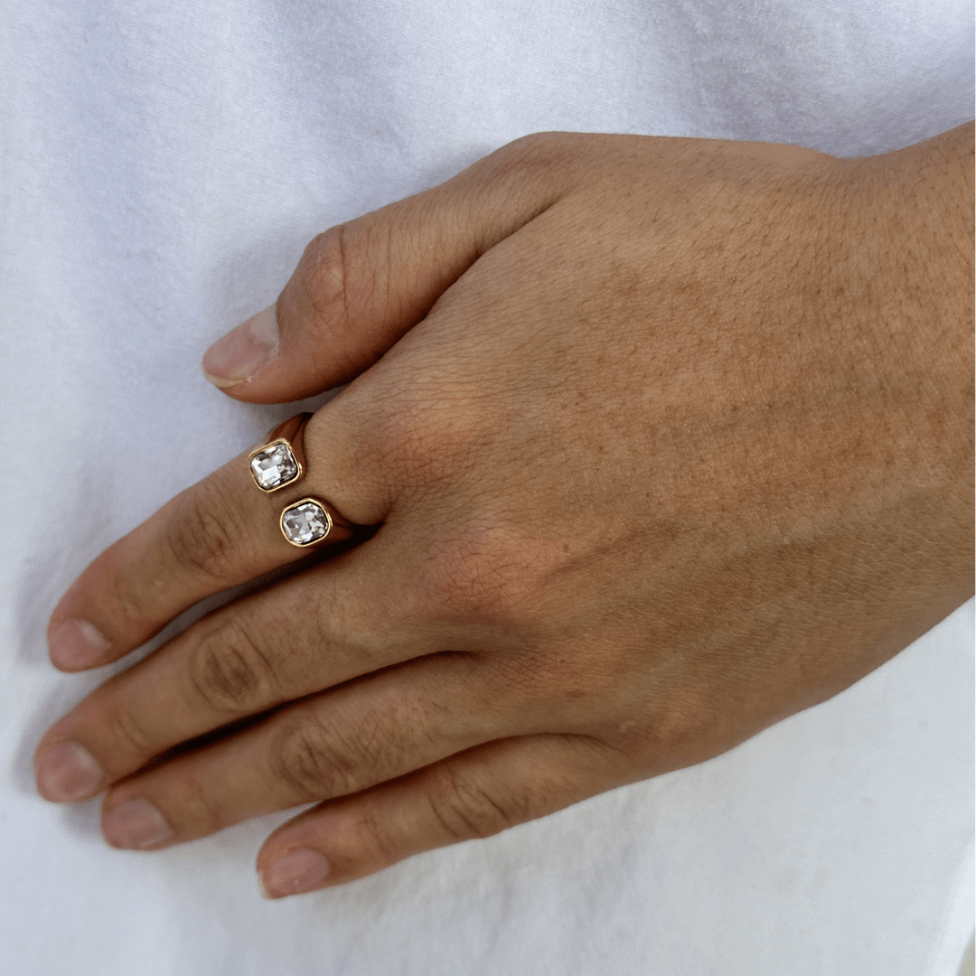 DOUBLE SQUARE RING - ANILLOS - Malandra Jewelry - EUWR413-JDR0112204