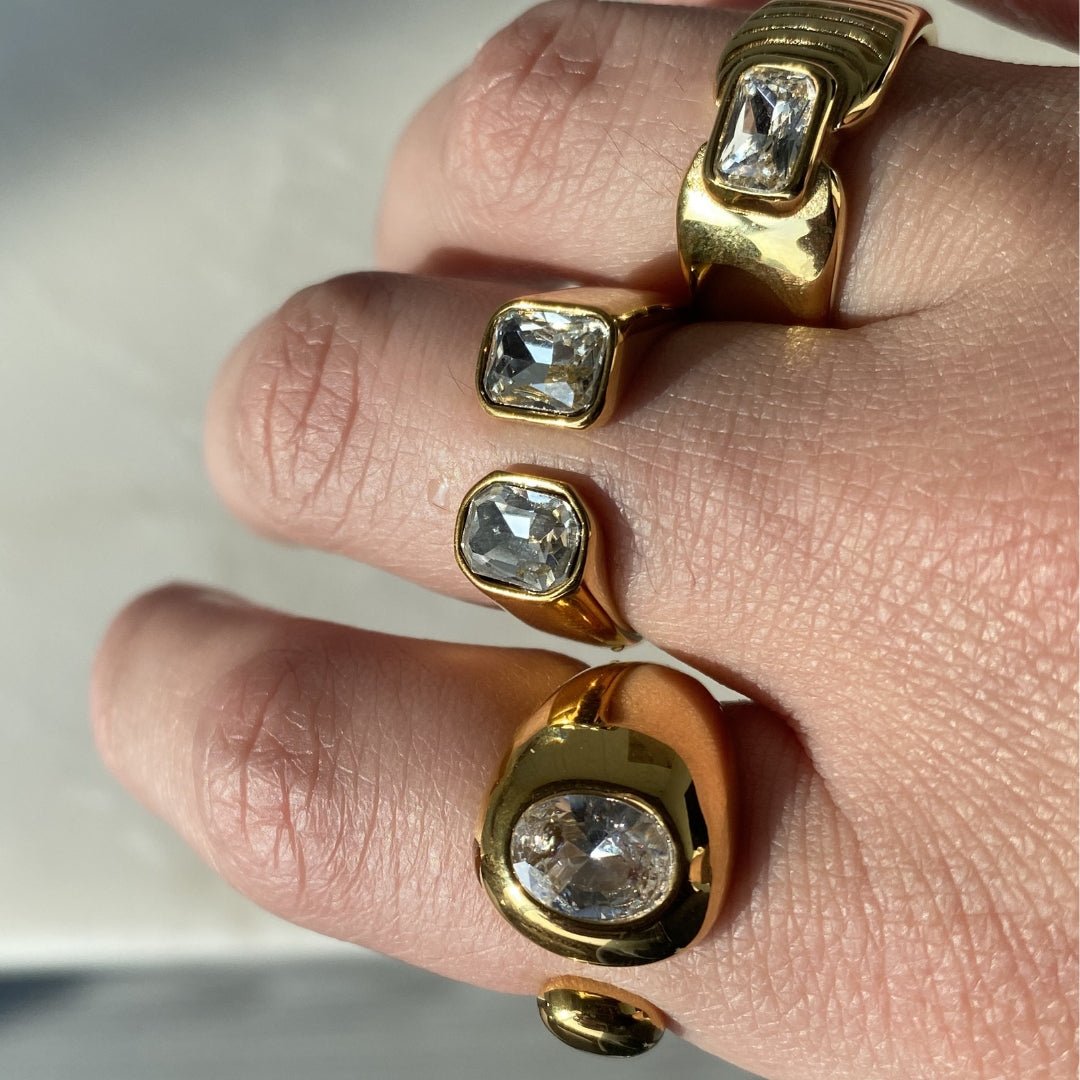 DOUBLE SQUARE RING - ANILLOS - Malandra Jewelry - EUWR413-JDR0112204