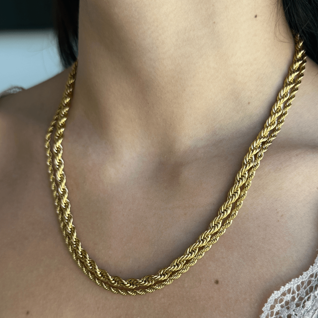 DOUBLE TWIST CHAIN NECKLACE - COLLARES - Malandra Jewelry - TC1915