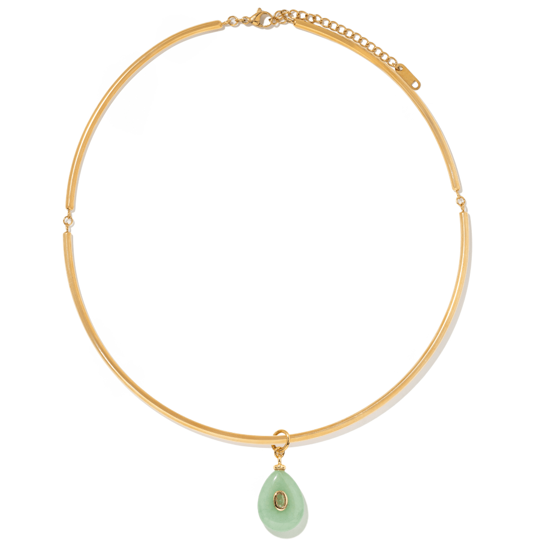 DROPLET AVENTURINE GAIA CHOKER - COLLARES - Malandra Jewelry - TC2429
