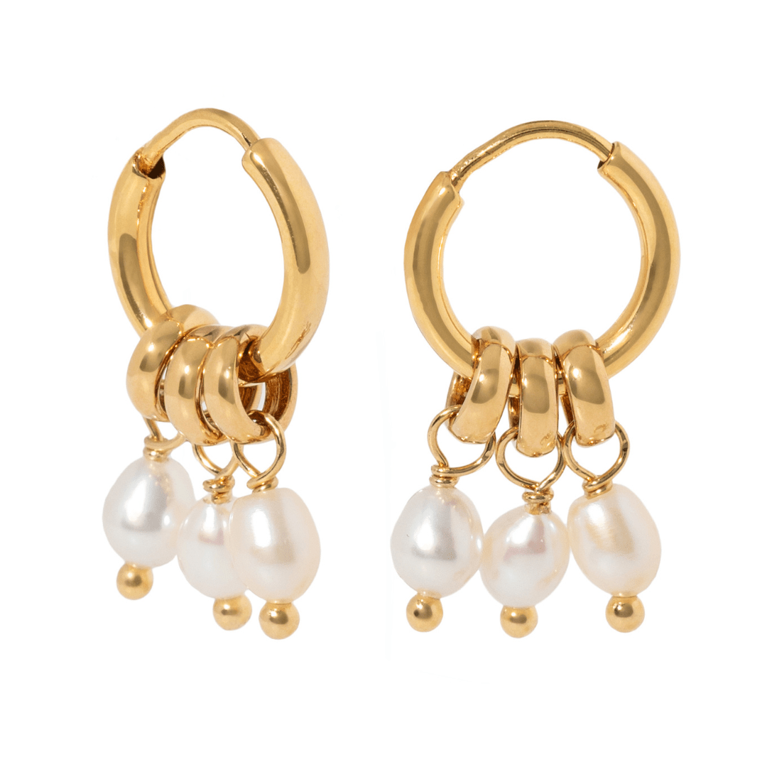 DROPLET PEARL HOOPS - ARETES - Malandra Jewelry - TA2530