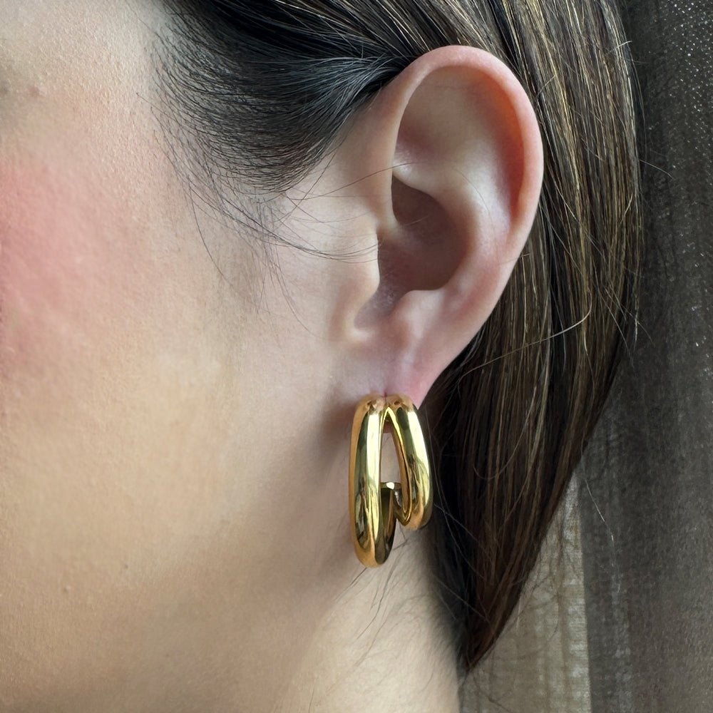 DUAL CHUNKY HOOPS - ARETES - Malandra Jewelry - AA1313 - ASUE54320