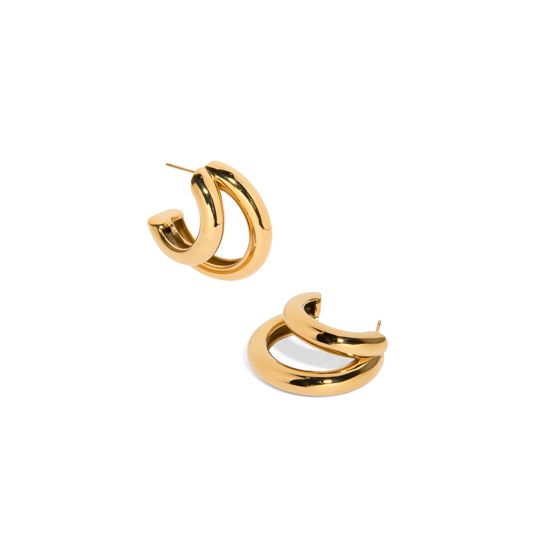 DUAL CHUNKY HOOPS - ARETES - Malandra Jewelry - AA1313 - ASUE54320