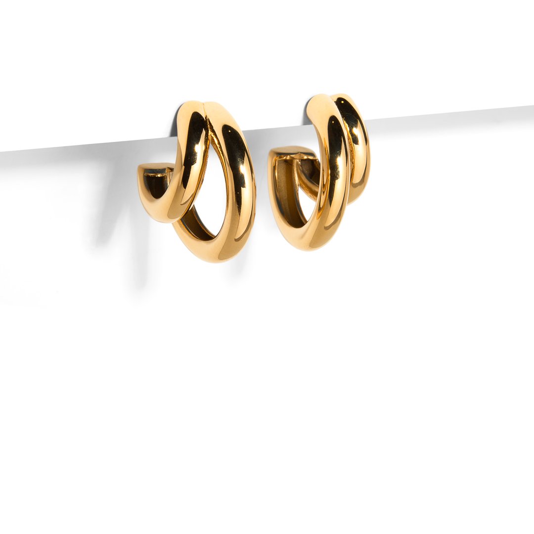 DUAL CHUNKY HOOPS - ARETES - Malandra Jewelry - AA1313 - E54320