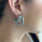 DUAL CHUNKY SILVER HOOPS - ARETES - Malandra Jewelry - AA1313.P - E54321