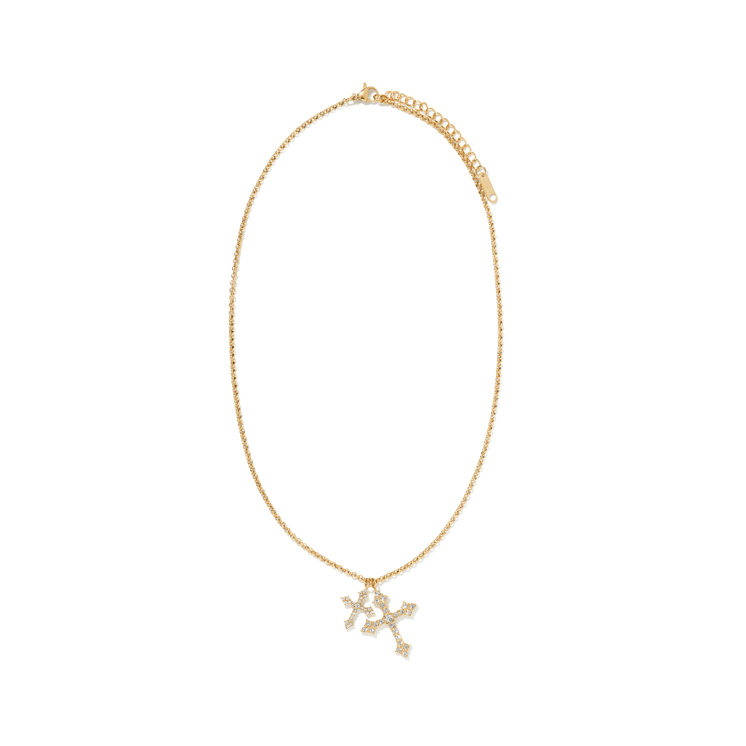 DUAL CROSS GOLD NECKLACE - COLLARES - Malandra Jewelry - EUWC322-JDN0209029