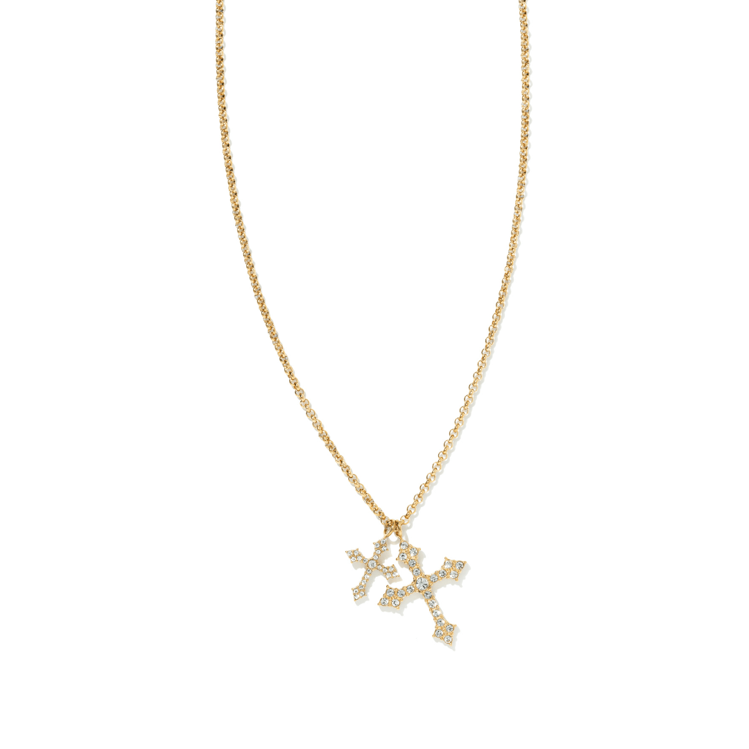 DUAL CROSS GOLD NECKLACE - COLLARES - Malandra Jewelry - EUWC322-JDN0209029