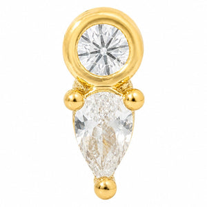 DUAL DROP GOLD PIERCING - ARETES - Malandra Jewelry - ZTA24-EGD1231
