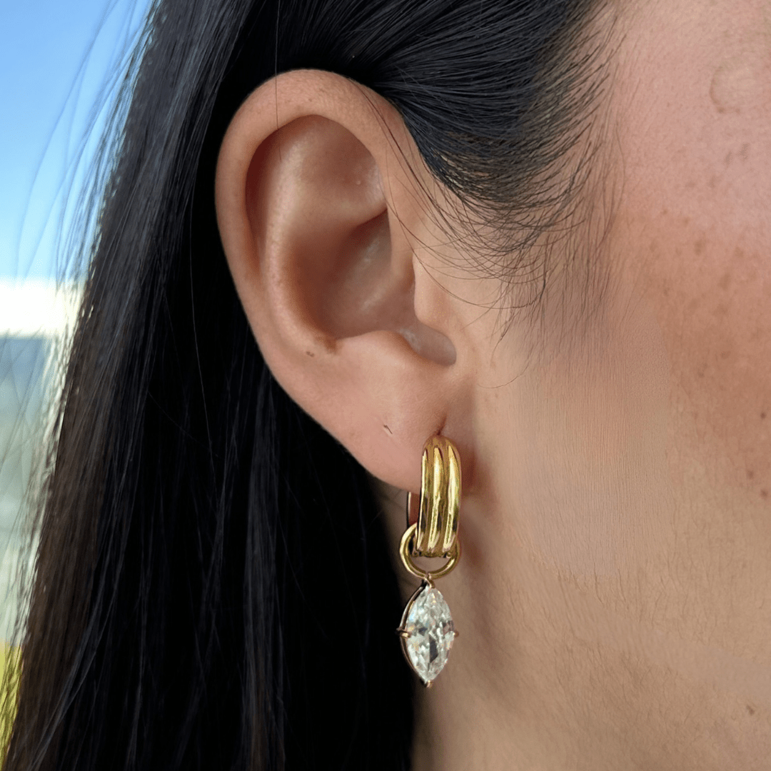 DUO DROP LUXE EARRINGS - ARETES - Malandra Jewelry - EUWA373-JDE0106057