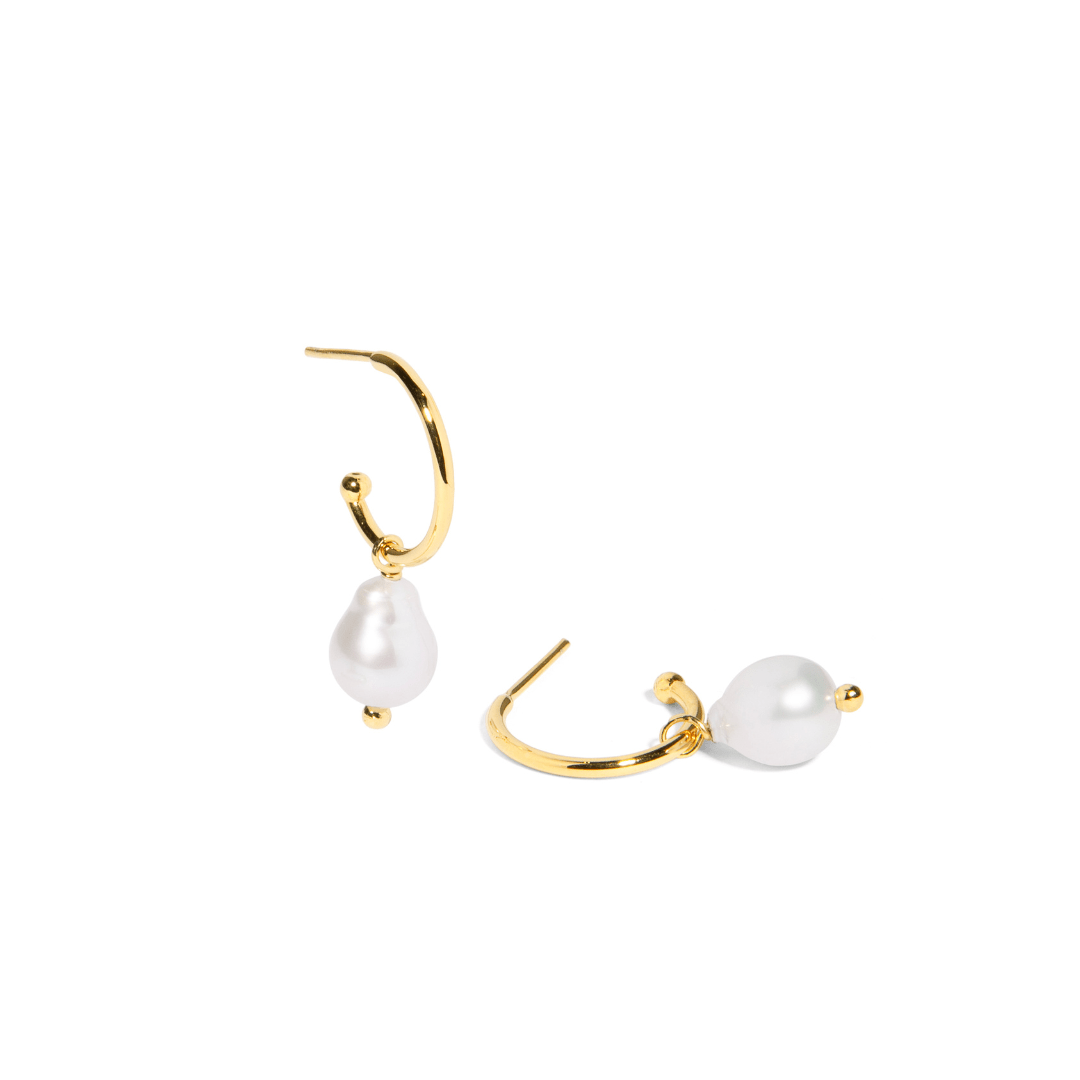 ELEGANCE CLASSIC PEARL HOOPS - ARETES - Malandra Jewelry - TA2013