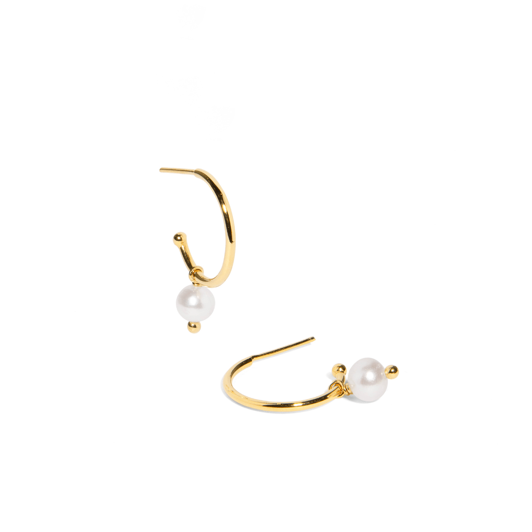 ELEGANCE MINI PEARL HOOPS - ARETES - Malandra Jewelry - TA1582