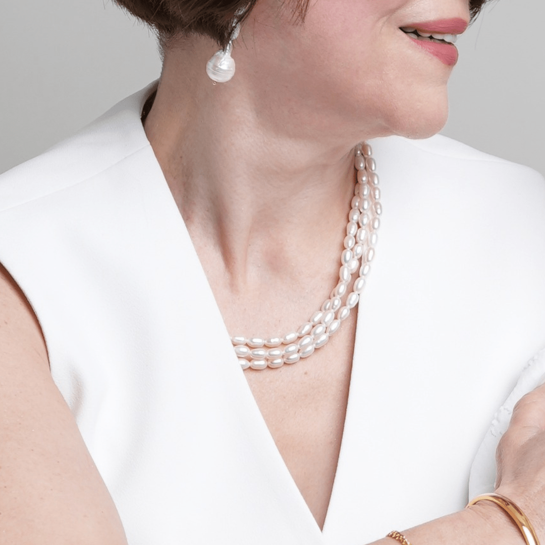 ELEGANT TRIPLE PEARL NECKLACE - COLLARES - Malandra Jewelry - TC1932