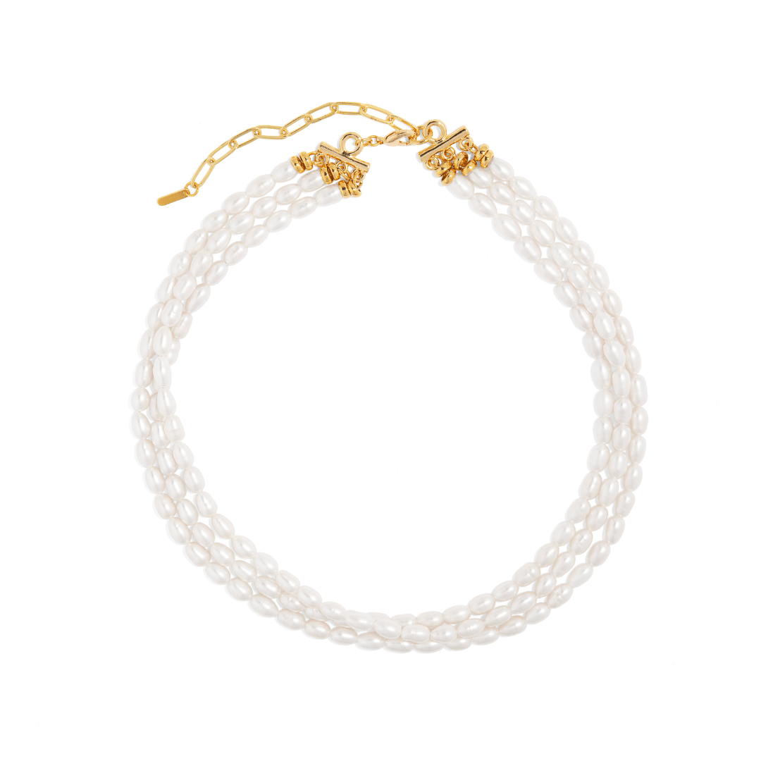 ELEGANT TRIPLE PEARL NECKLACE - COLLARES - Malandra Jewelry - TC1932