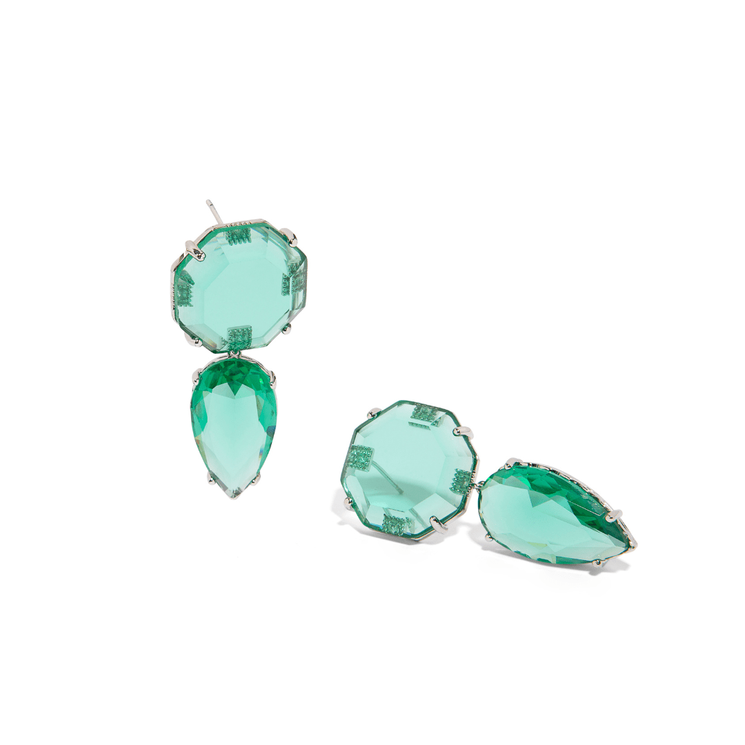 EMERALD DROP CRYSTAL EARRINGS - ARETES - Malandra Jewelry - ZSA2 - A22055Y