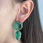 EMERALD DROP CRYSTAL EARRINGS - ARETES - Malandra Jewelry - ZSA2 - A22055Y