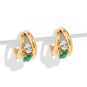 EMERALD GLOW HOOPS - ARETES - Malandra Jewelry - EUWA468-JDE0112215-GN