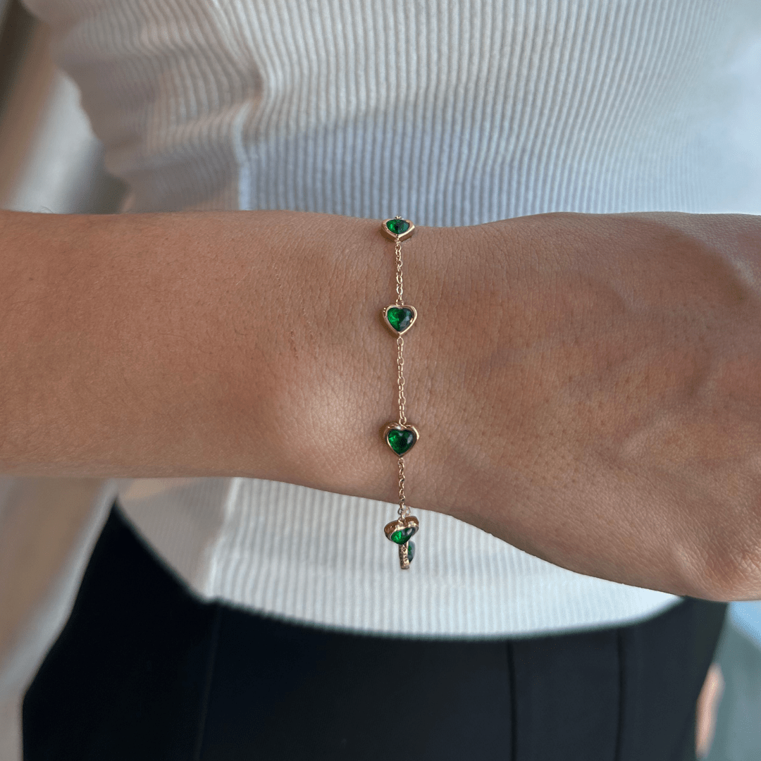 EMERALD HEART BRACELET - PULSERAS - Malandra Jewelry - EUWP153 - JDB201267