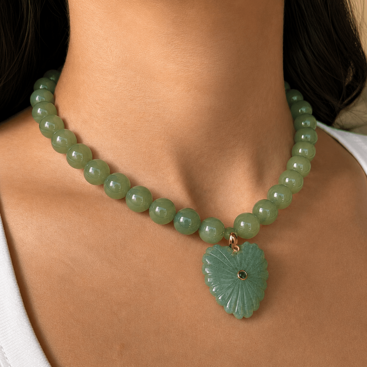 EMERALD HEART GAIA NECKLACE - COLLARES - Malandra Jewelry - TC2508