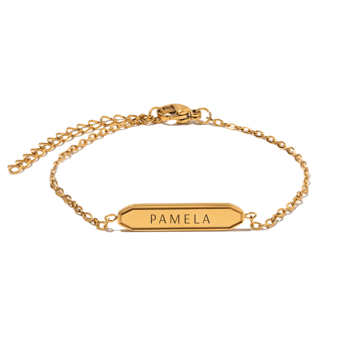 ENGRAVED CUSTOM BRACELET - PULSERAS GRABADAS - Malandra Jewelry - LJP7-"JT-NB2313 with edge line"
