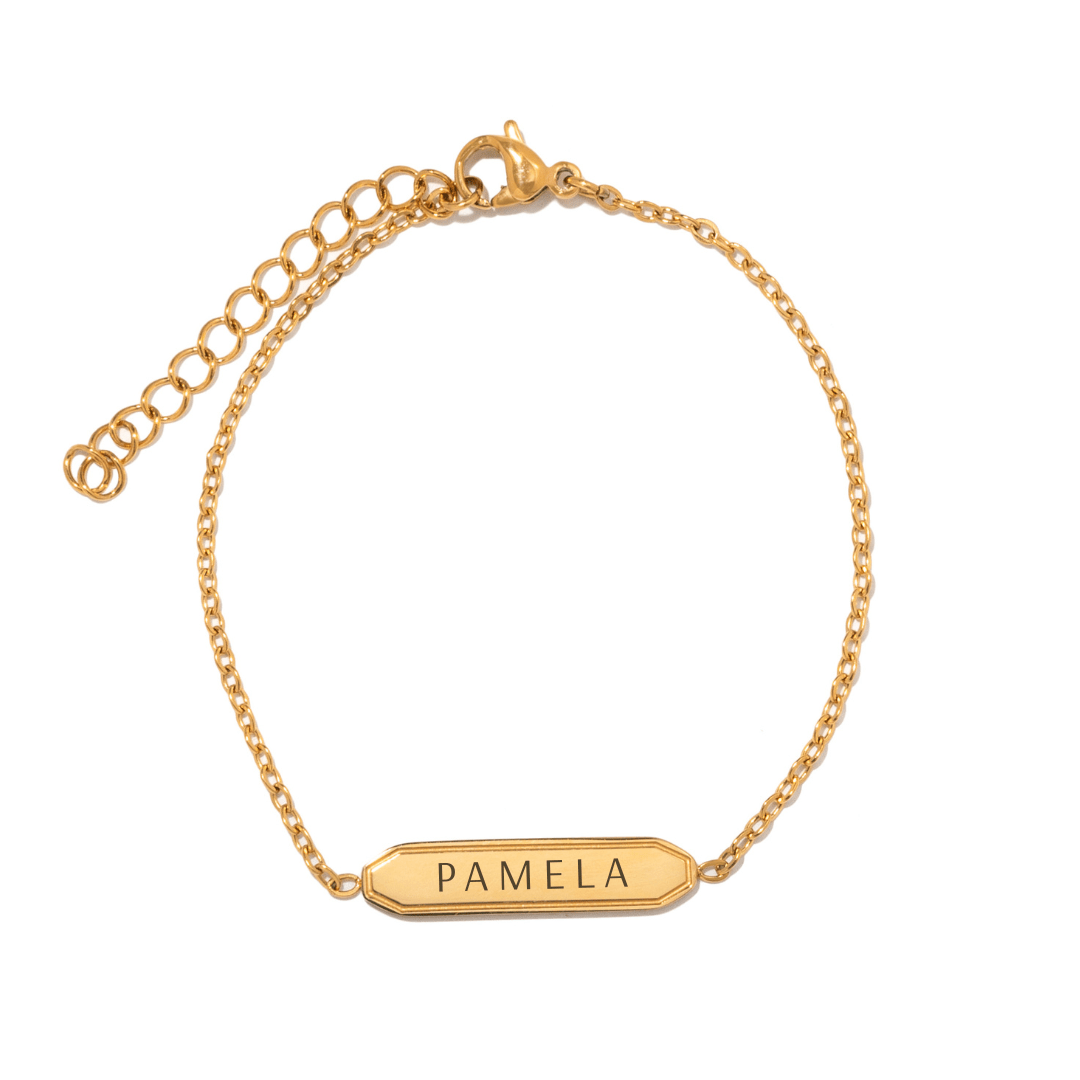 ENGRAVED CUSTOM BRACELET - PULSERAS GRABADAS - Malandra Jewelry - LJP7-"JT-NB2313 with edge line"
