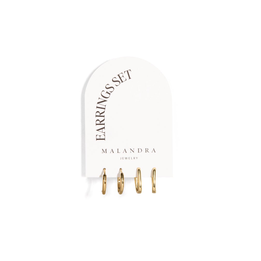 ESSENTIAL GOLDEN HUGGIES SET - ARETES - Malandra Jewelry - TA1205