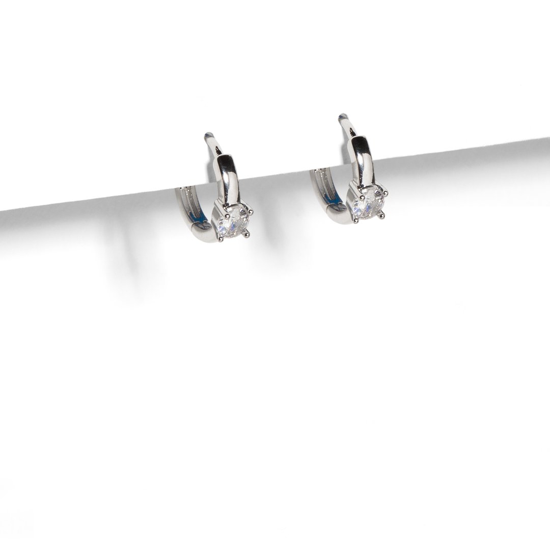 ESSENTIAL SPARK SILVER HUGGIES - ARETES - Malandra Jewelry - AA1305-ASUB99955
