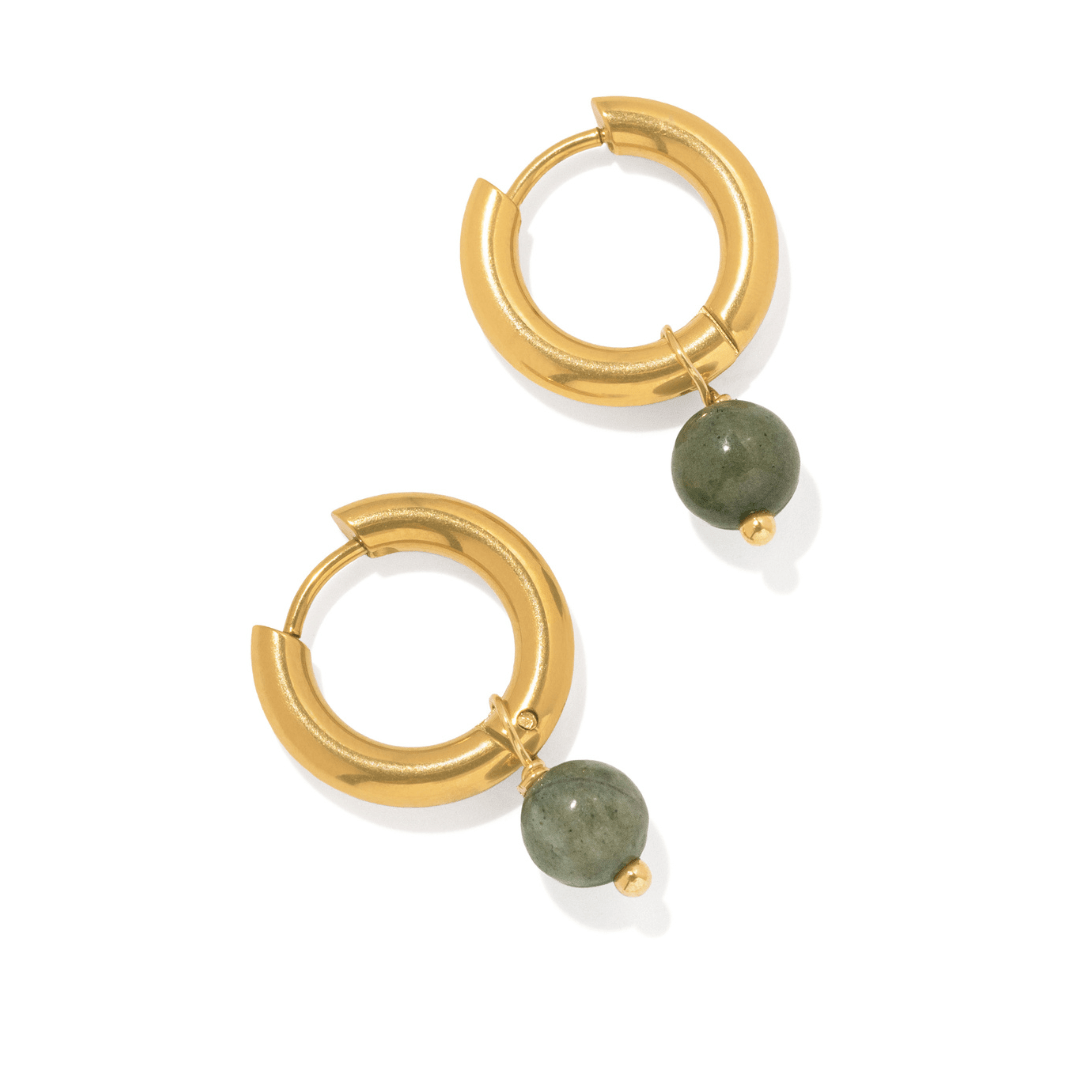 Eucalyptus Jade Hoops - ARETES - Malandra Jewelry - TA2769