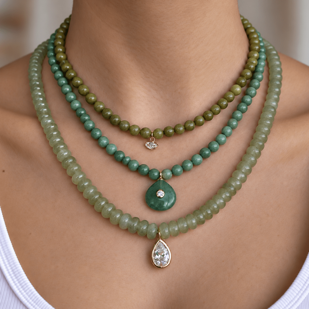 Evergreen Jade Gaia Necklace - COLLARES - Malandra Jewelry - TC2695