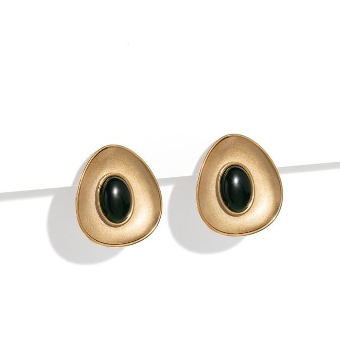 FOREST GREEN GLEAM STUDS - ARETES - Malandra Jewelry - EUWA420-JDE0106052-GN