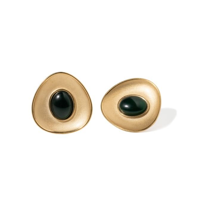 FOREST GREEN GLEAM STUDS - ARETES - Malandra Jewelry - EUWA420-JDE0106052-GN