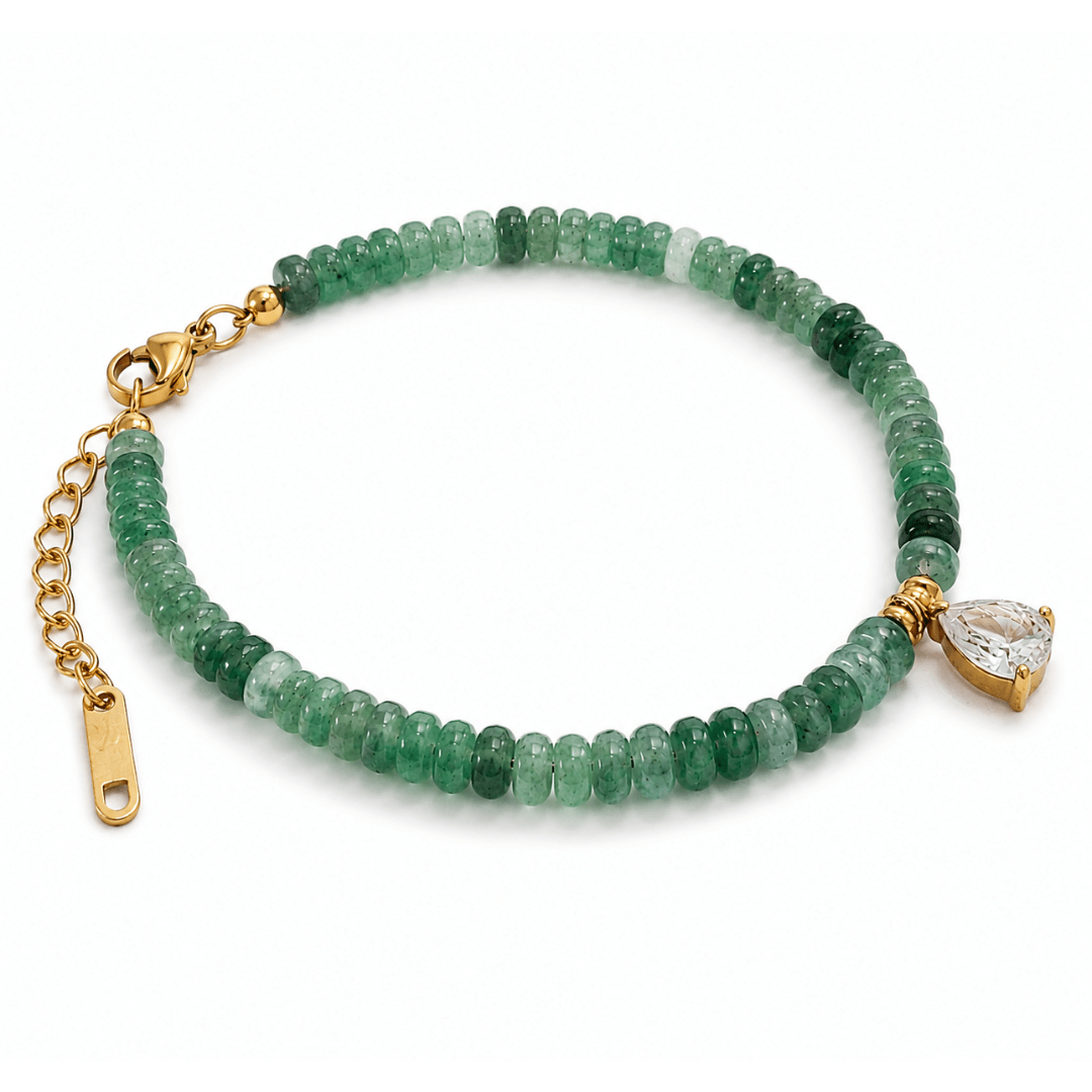 Forest Teardrop Aventurine Bracelet - PULSERAS - Malandra Jewelry - EUWP615-JDB0306073-GN