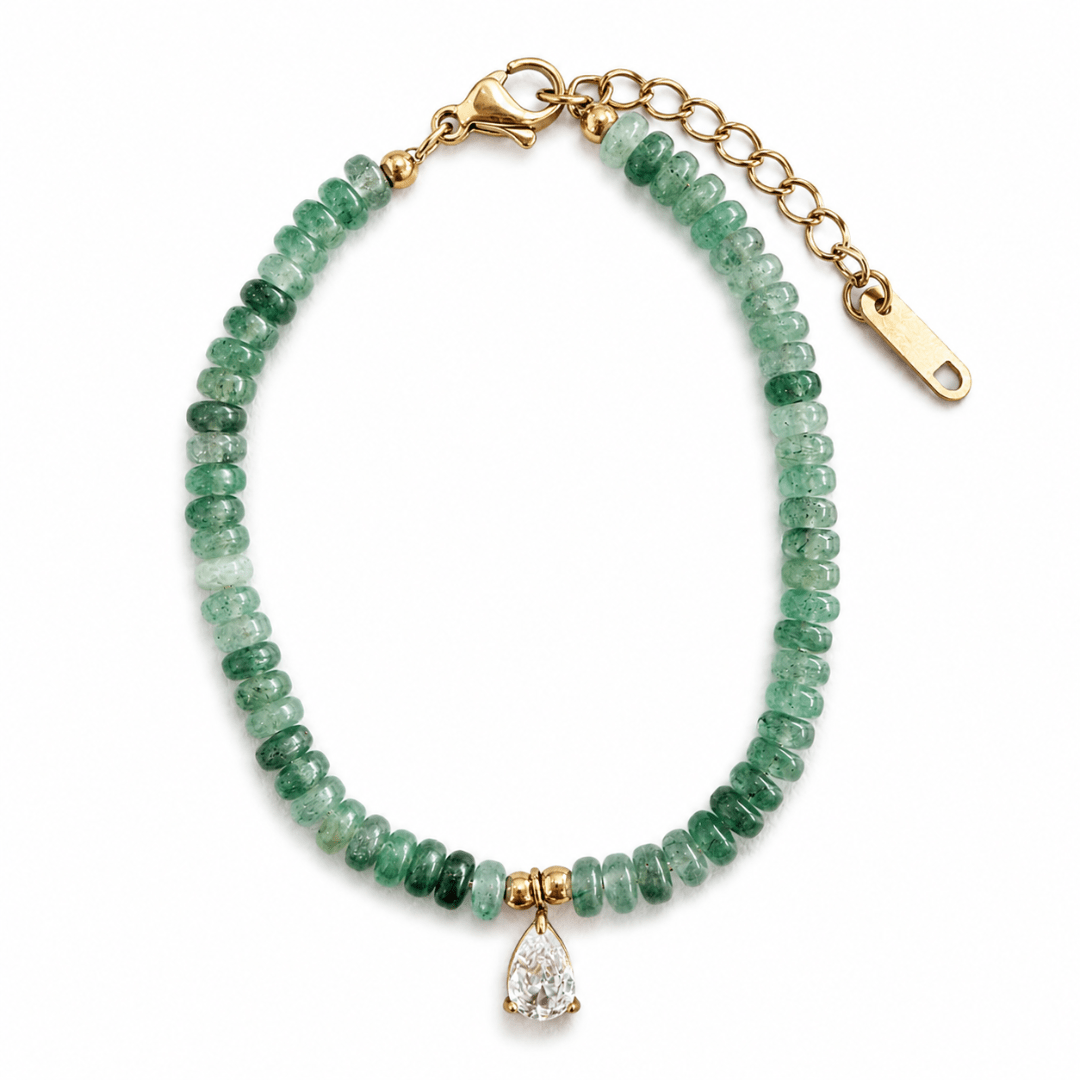 Forest Teardrop Aventurine Bracelet - PULSERAS - Malandra Jewelry - EUWP615-JDB0306073-GN