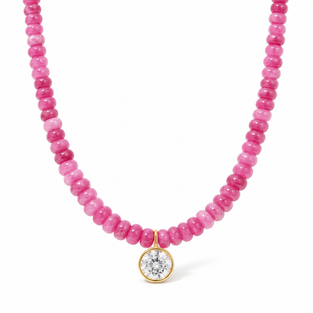 FUCHSIA AGATE GAIA NECKLACE - COLLARES - Malandra Jewelry - TC2480