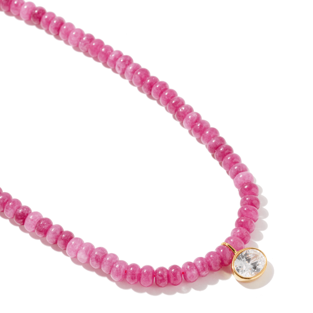 FUCHSIA AGATE GAIA NECKLACE - COLLARES - Malandra Jewelry - TC2480