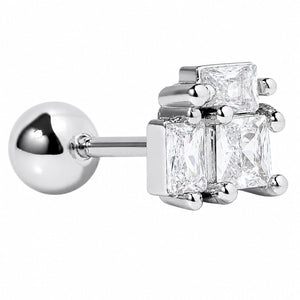 GEO GLAM SILVER PIERCING - ARETES - Malandra Jewelry - ZTA23.P-EGD1100