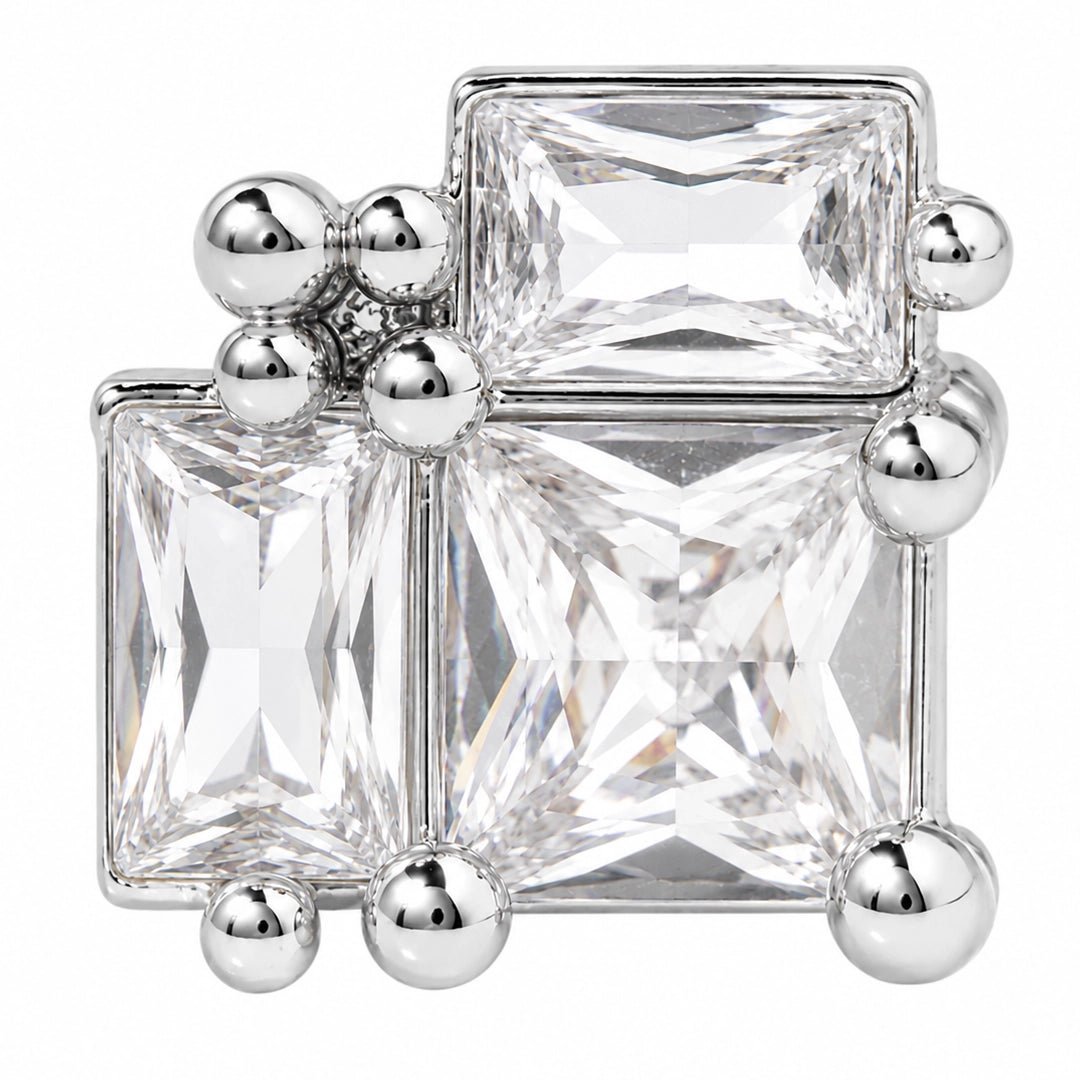 GEO GLAM SILVER PIERCING - ARETES - Malandra Jewelry - ZTA23.P-EGD1100