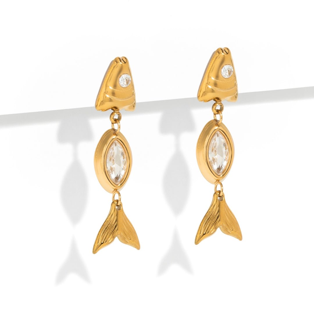 GILDED FISHBONE EARRINGS - ARETES - Malandra Jewelry - EUWA540-JDE0301307