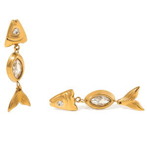 GILDED FISHBONE EARRINGS - ARETES - Malandra Jewelry - EUWA540-JDE0301307