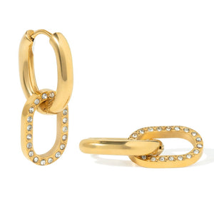 GLAMOUR PAVÉ LINK HOOPS - ARETES - Malandra Jewelry - EUWA493-JDE0309003