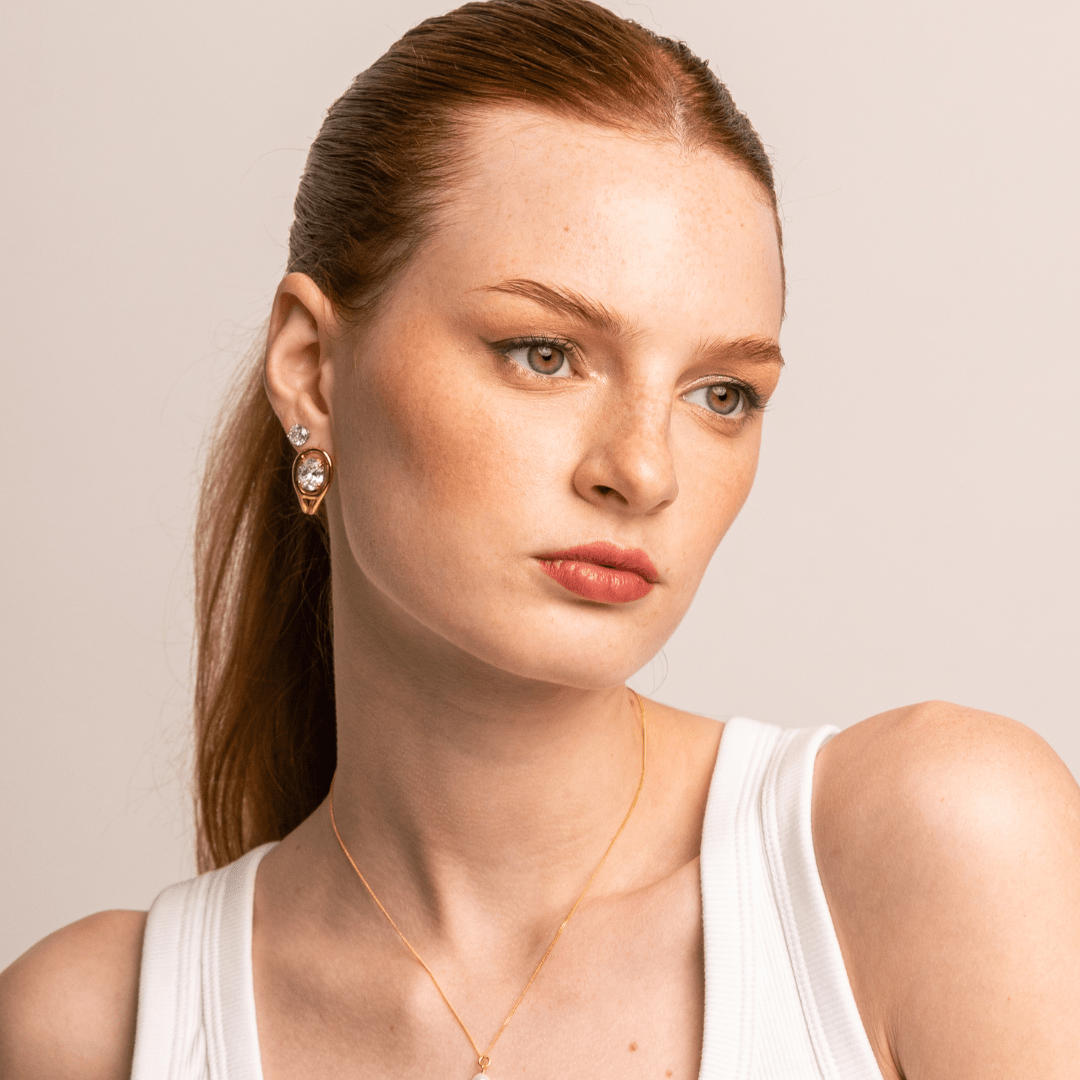 GLEAM DROP CURVE EARRINGS - ARETES - Malandra Jewelry - EUWA341-JDE0110003