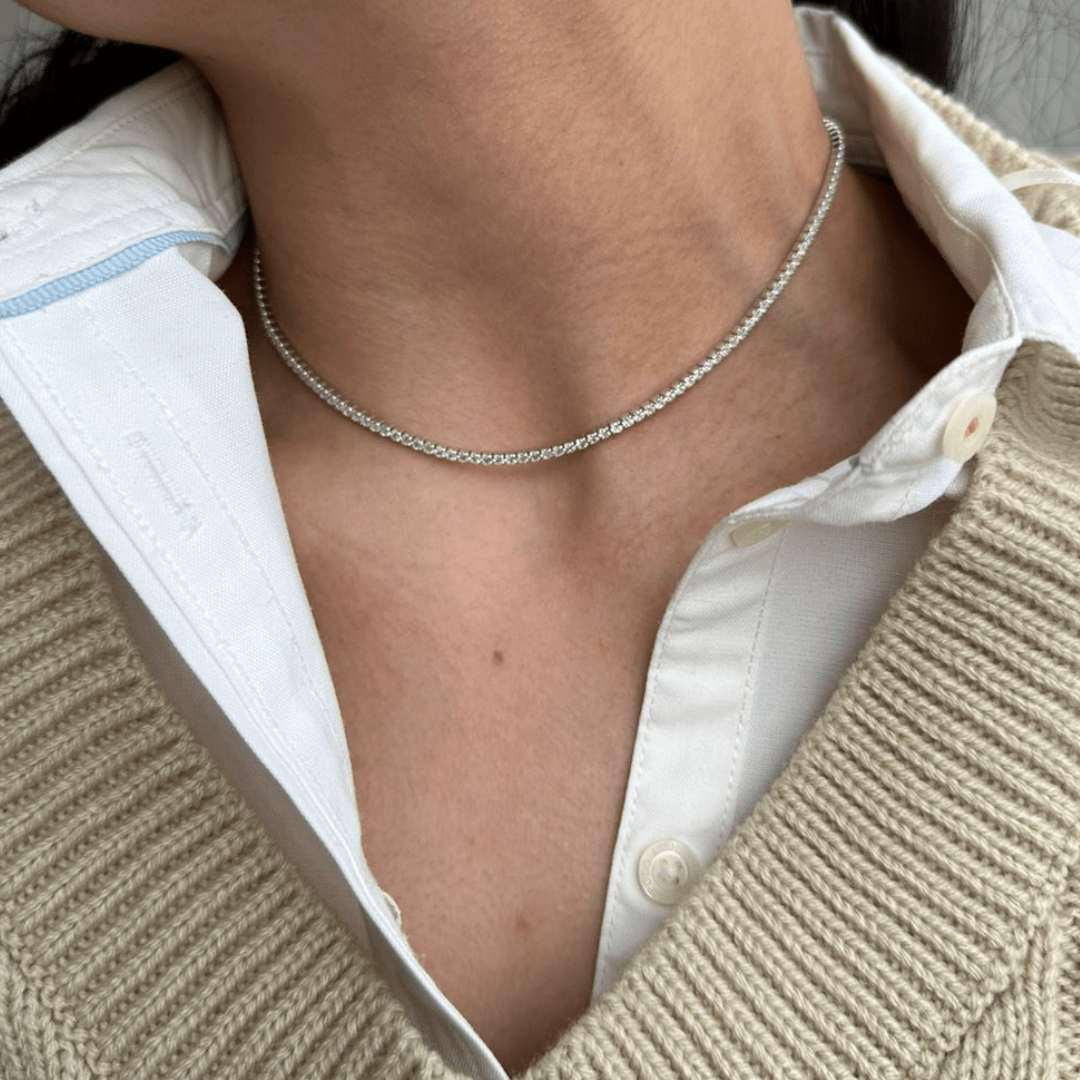 GLIMMER SILVER TENNIS NECKLACE - COLLARES - Malandra Jewelry - EAWC117.P - MMN324