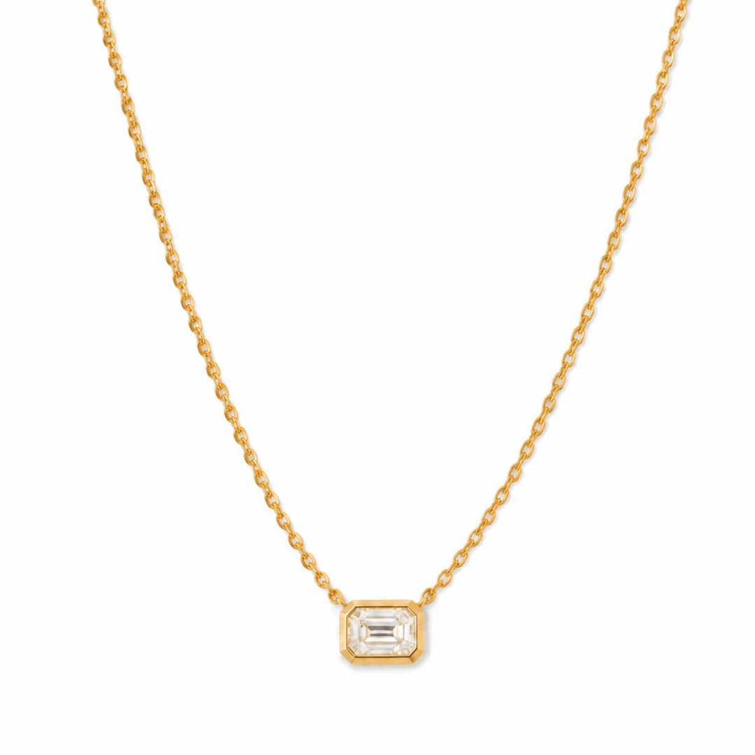 Gold Bar Moissanite Necklace - COLLARES - Malandra Jewelry - LSC7-HC39812 / HC39812L