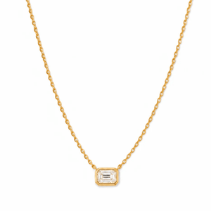 Gold Bar Moissanite Necklace - COLLARES - Malandra Jewelry - LSC7-HC39812 / HC39812L