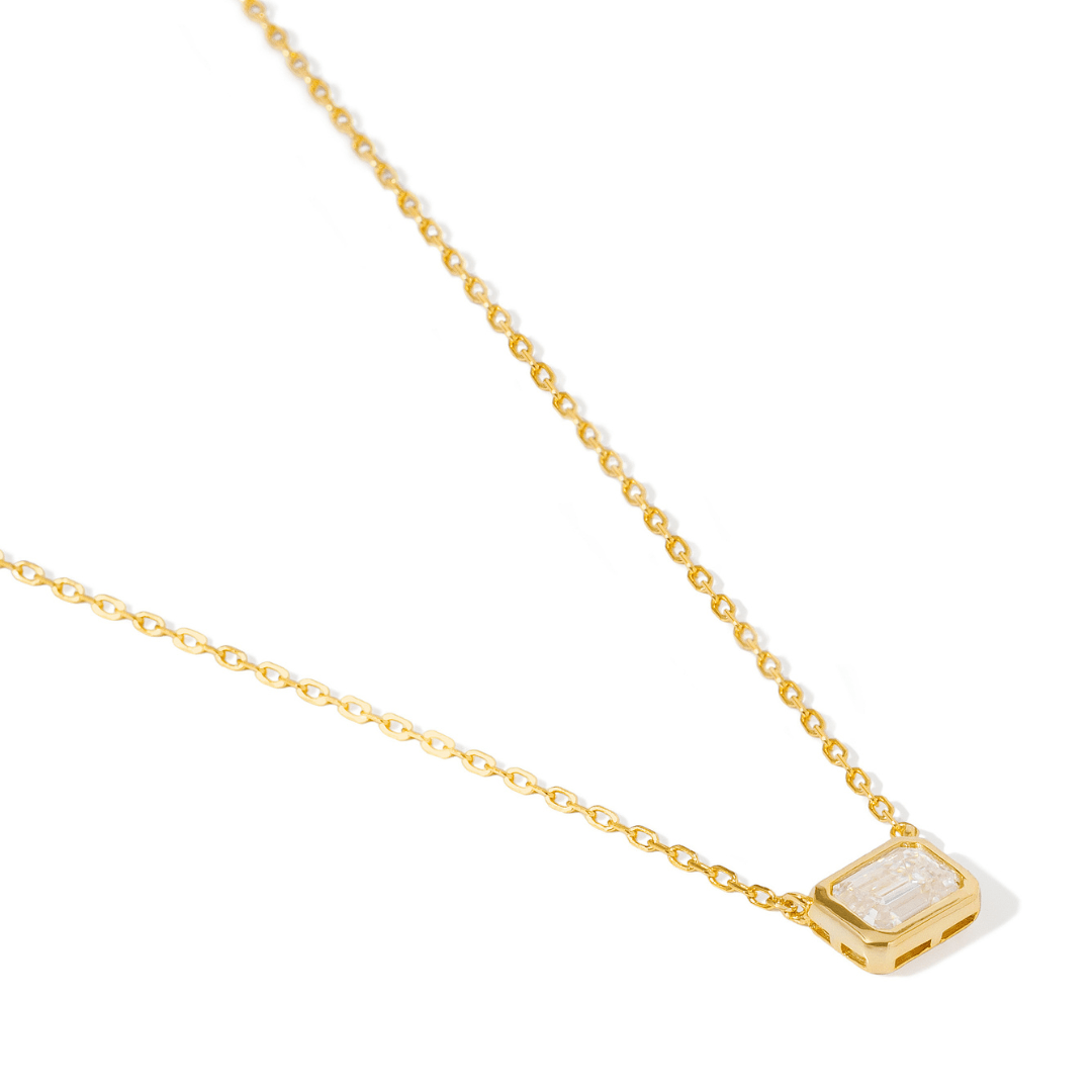 Gold Bar Moissanite Necklace - COLLARES - Malandra Jewelry - LSC7-HC39812