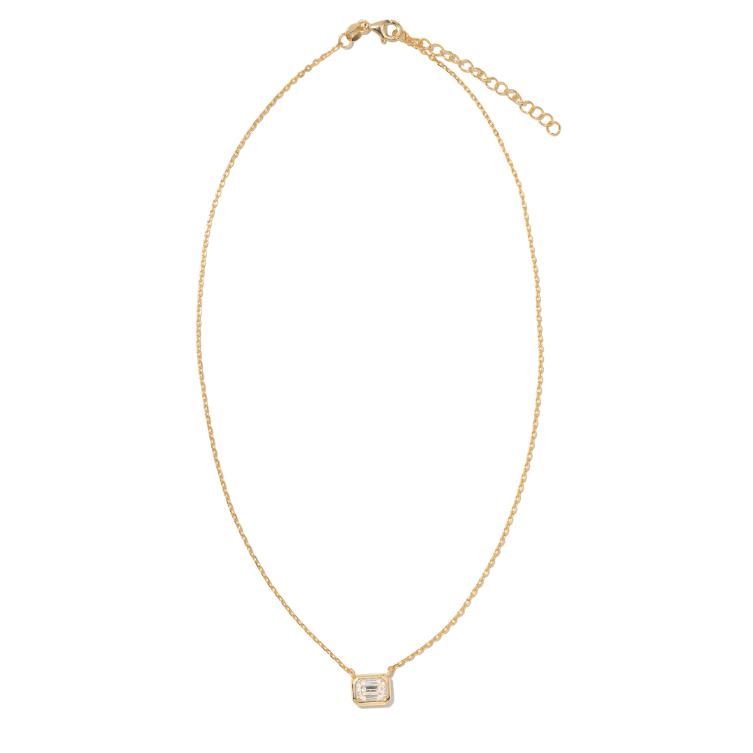 Gold Bar Moissanite Necklace - COLLARES - Malandra Jewelry - LSC7-HC39812