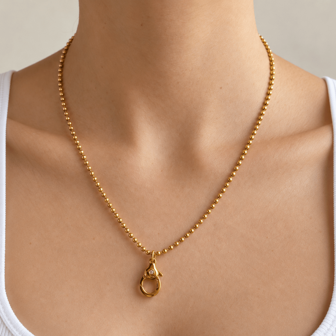 Gold Beaded Clasp Necklace - COLLARES - Malandra Jewelry - EUWC677-JDN0106073